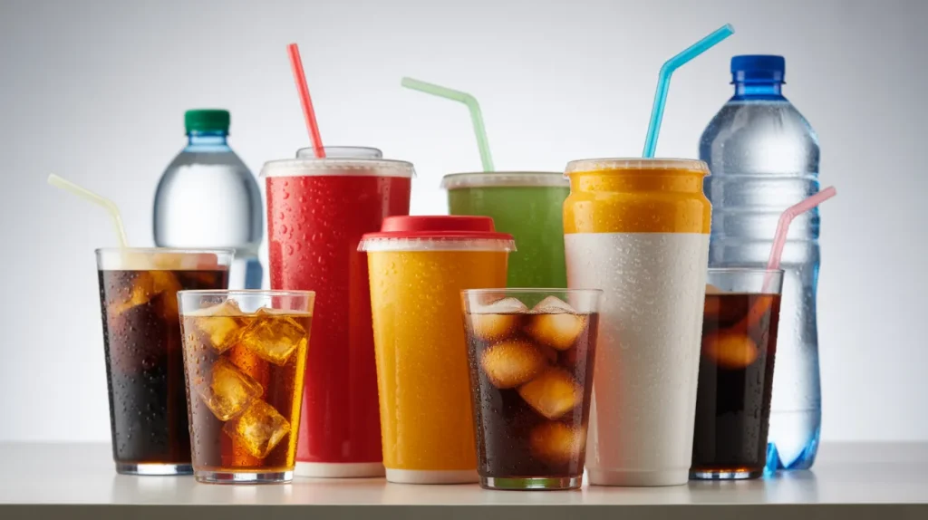 Soft drinks and beverages menu